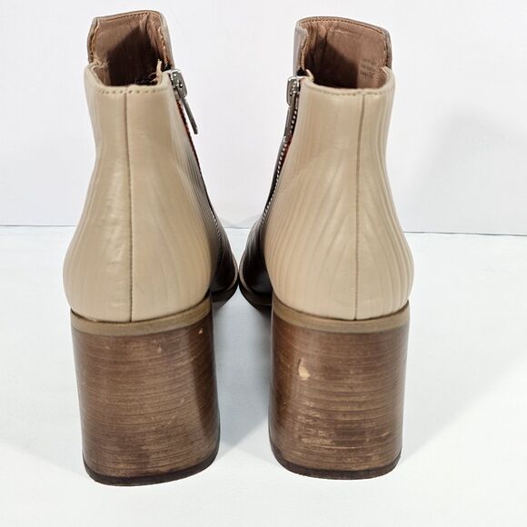 Zac Zac Posen Tanesha Block Heel Ankle Boots Taupe Beige Leather Size 10M - Picture 3 of 10
